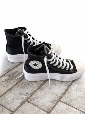 Converse Chuck Taylor Lift Platform Hi Black Leather Womens 7.5